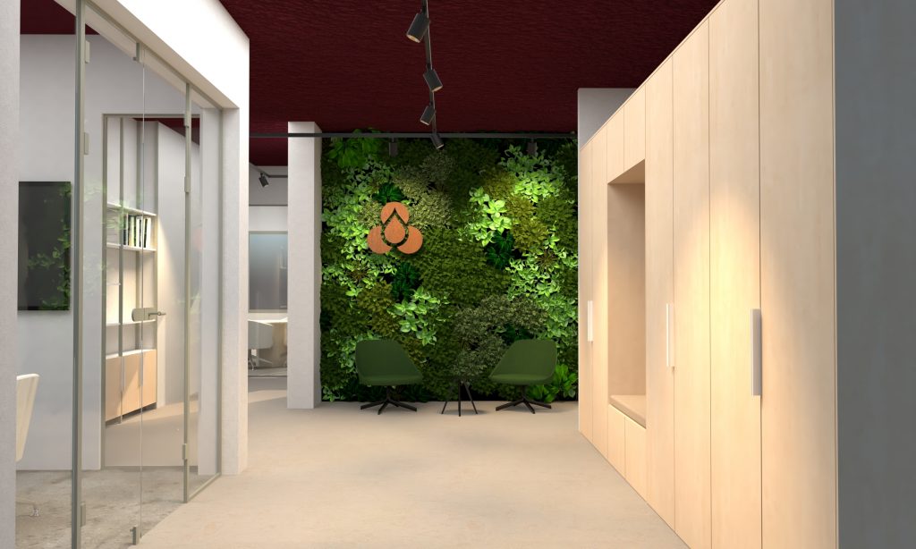 3D render, impressie ontwerp kantoor