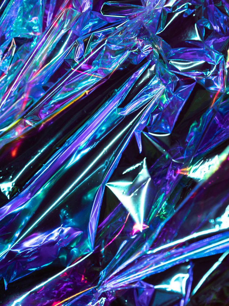 detail of magic foil, multicoloured