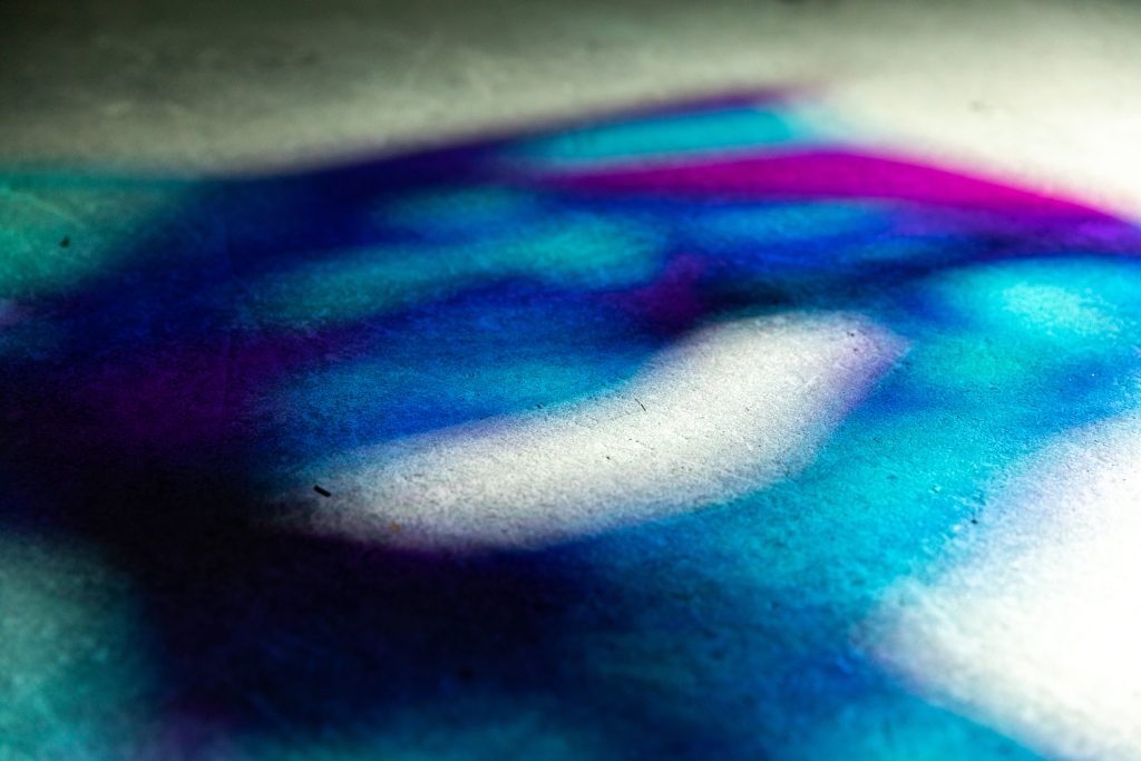 purple blue reflections, detail