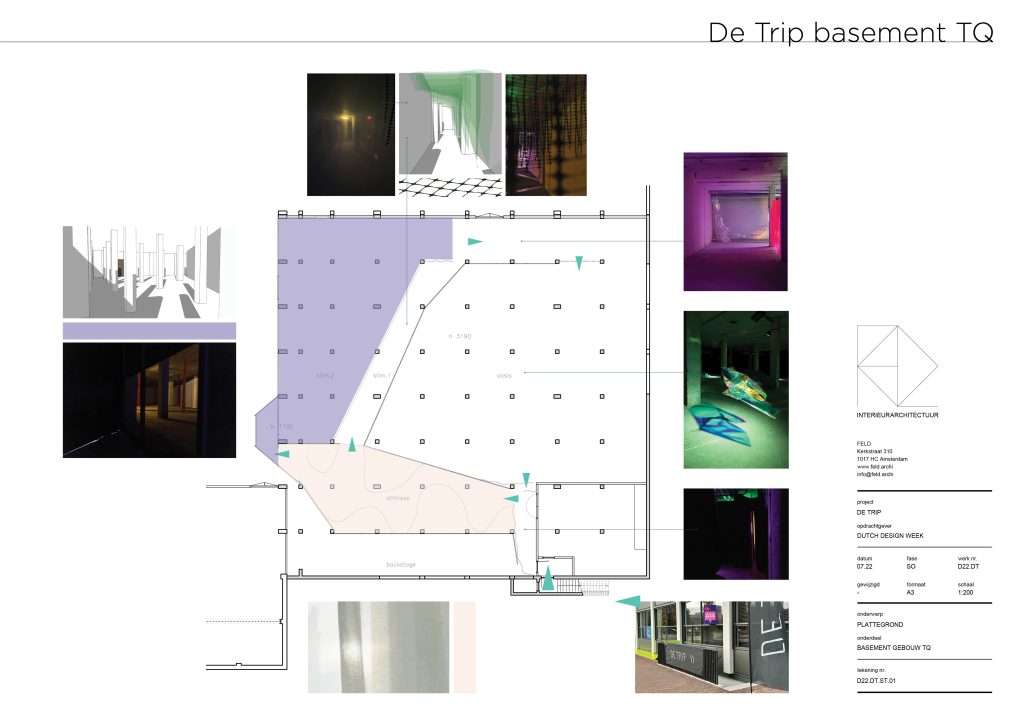 floorplan with images, showing route and phases of the installation